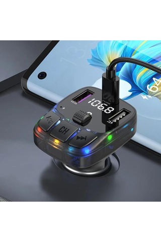 Bluetooth 5.3 Fm Transmitter Araç İçi Pd 30w Çıkışlı Led Renk Seçenekli, 028gnxy83