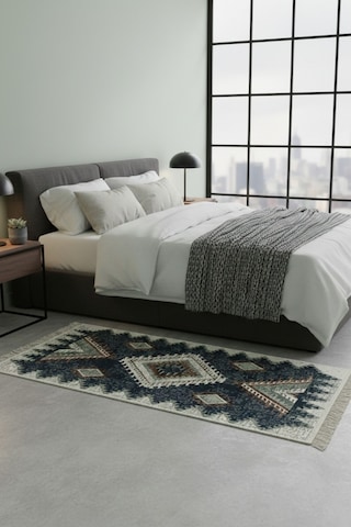 Etnik Desenli Makinede Yıkanabilir Kilim Çift Taraflı Pratik Ve Günlük Kullanıma Uygun Kilim Renkli