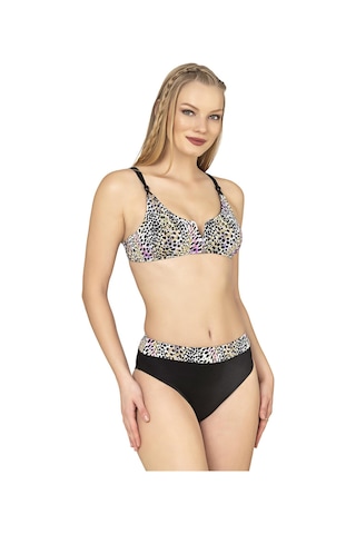 Endeep Kadın Leopar Desenli Yüksek Bel Bikini Takımı Pembe