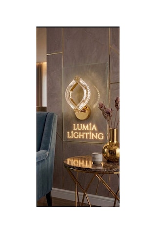 Yonca Model Tekli Gold 3 Renk Modu Kristal Taşlı Salon Mutfak Yatak Çocuk Odası Aplik