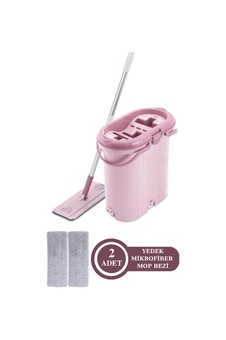 Flora 3 Bölmeli Trio Tablet Mop Temizlik Seti ve 2 Adet Yedek Mikrofiber Mop Bezi