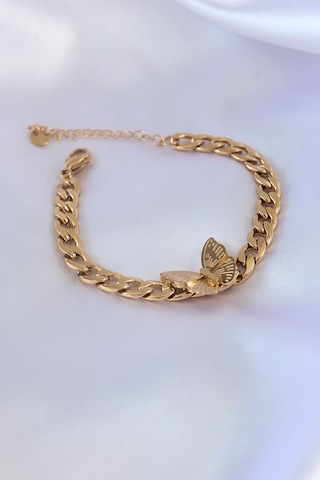 Ezoconcept 316l Çelik Gold Renk Kelebek Figür İşleme Detay Zincir Model Kadın Bileklik