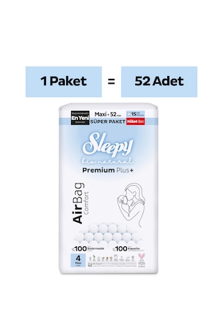 Sleepy Bio Natural Premium Plus Airbag Comfort Süper Paket Külot Bez 4 Numara Maxi 52 Adet