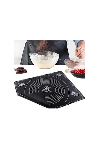 Mucit Home Silikon Çok Amaçlı Geniş Siyah Hamur Matı Hamur Açma Matı