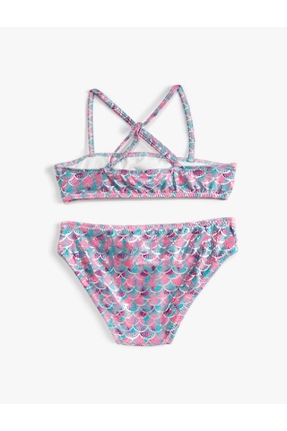 Koton Bikini Takımı Fırfırlı İnce Askılı Mavi Desenli 3skg00002bm Mavi