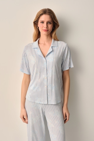 Suwen Lady Gömlek Yaka Pijama Takımı Sh26611660b348 Mavi