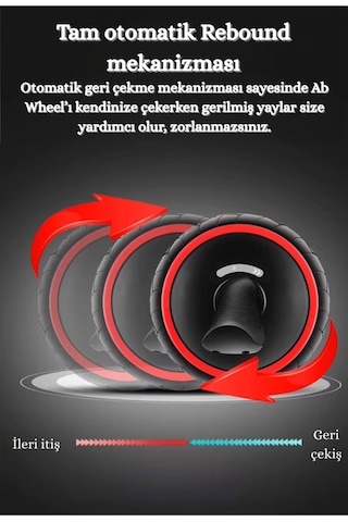 Evapera Profesyonel Geri Tepmeli Ab Wheel Roller Karın Kası Egzersiz Tekerleği Mekik Aleti Max150kg Siyah