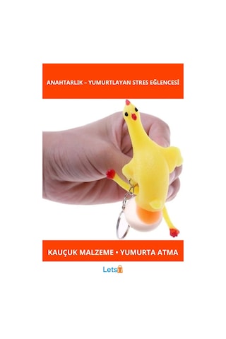 Kauçuk Sıkılınca Yumurtlayan Tavuk Anahtarlık Çok Renkli