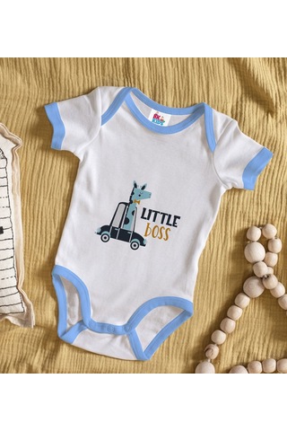 Bk Gift Bk Kids Little Boss Tasarımlı Mavi Bebek Body Zıbın-1 Çok Renkli