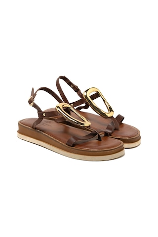 148 Brown Sandalet Kadın 26035 Myconian 2025 Greek Sandal Kahverengi