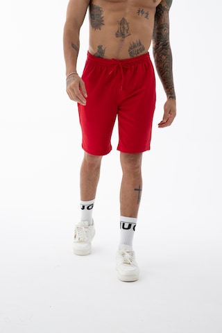 Erkek Kırmızı Yüksek Kalite Relax-fit Rahat Kesim %100 Pamuk Bağcıklı Siyah Düz Basic Şort Kırmızı