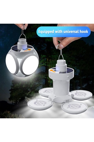 Eunewr Solar Enerji Kamp Lambası, 45 Led Kamp Lambası, Kancalı Mavi