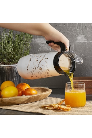 Selka Home Beyaz Mermer Desen Cam Sürahi 1500 Ml