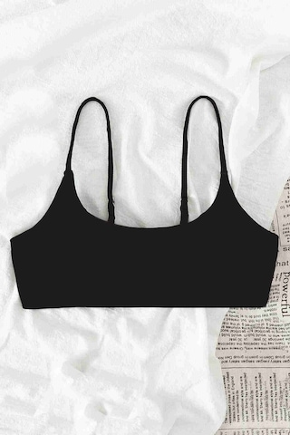 Angelsin Ayarlanabilir Askılı Şık Tasarım Bikini Üstü Siyah 001