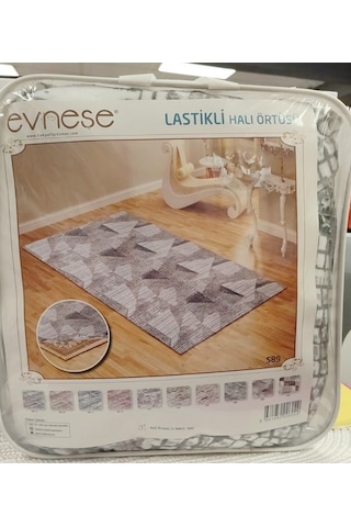 Evneşe 6m2 Lastikli Halı Örtüsü Desenli S89 Gri