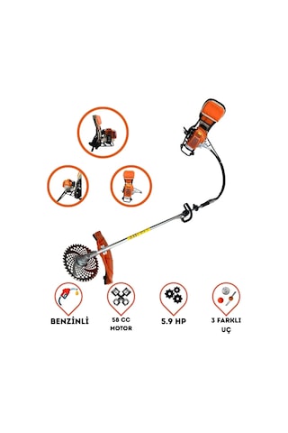 Çelik Piston Sırt Tipi Benzinli Motorlu Ot Çalı Tırpanı Çim Biçme Makinesi