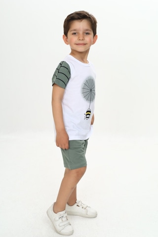 Toontoy Erkek Çocuk Örümcek Detay Baskılı Şortlu Takım Yeşil