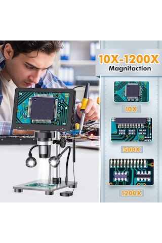 Dm9 7 ''hdmı Dijital Mikroskop 1200x Ips Ekranlı Lehimleme Mikroskobu