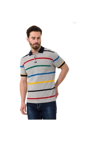 Cipo & Baxx Çizgili Polo Yaka Erkek Basic Tişört Ct749 Gre