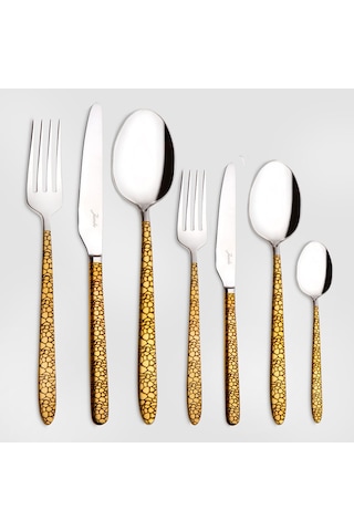 Jumbo 9400 Safari Gold 12 Kişilik 84 Parça Çatal Kaşık Bıçak Takımı Gold