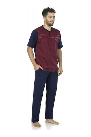 Pierre Cardin 5452 Erkek Pamuk Jakarlı 3'lü Pijama Takım Bordo