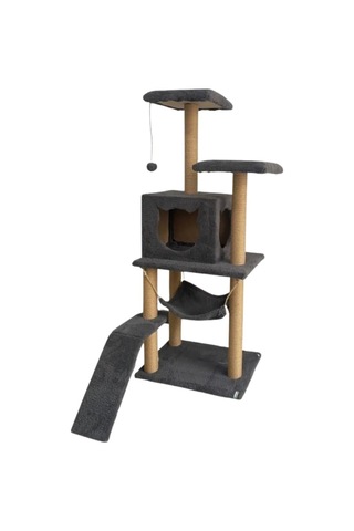 Pet S9 Kedi Tırmalama Kulesi Platformlu 124 Cm Antrasit