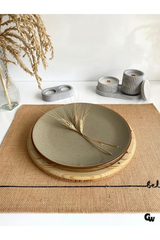 Yuvarlak Doğal Ahşap Sunum Tabağı Çukur Ahşap Sunumluk Beyaz Çam Çap:28cm