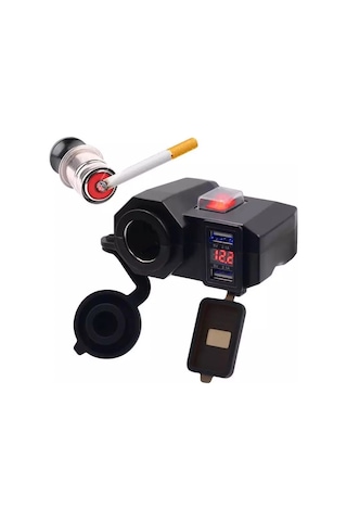 Motosiklet Usb Şarj Voltmetre Çakmaklık