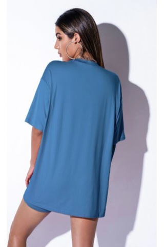 Flood Of Style Kadın Indigo Mavi Oversize Sanfrancisco Est.1776 T-shirt