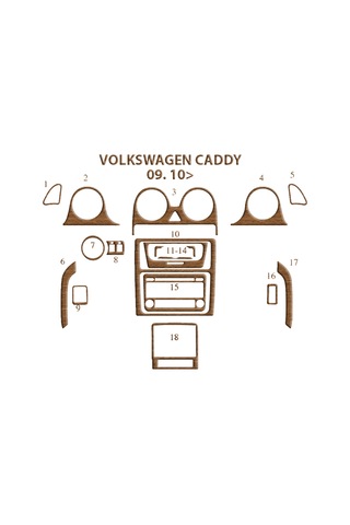 Volkswagen Caddy Torpido Kaplama 2010 18 Parça Açık Meşe