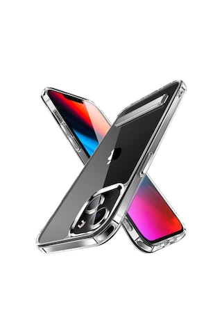 Apple Uyumlu iPhone 14 Kılıf Standlı Şeffaf Silikon Zore L-Stand Kılıf Renksiz