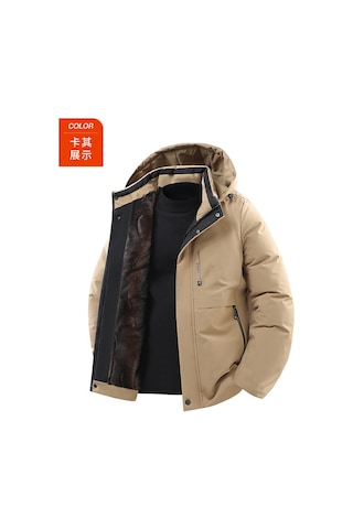 Orta Yaşlı Erkekler İçin Yeni Stil Kalın Kışlık Pamuklu Dolgulu Ceket, Kışlık Giyim, Sıcak Kışlık Giysiler Haki