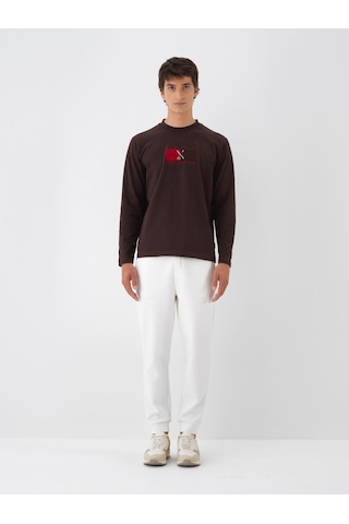 Ekru Pamuk Dokulu Regular Fit Sweat Pantolon 380186 Ekru