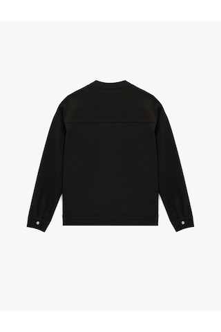 Koton Slim Fit Uzun Kollu Kapaklı Cepli Fermuarlı Kolej Yaka Bomber Ceket Siyah 6sam20005hk Siyah