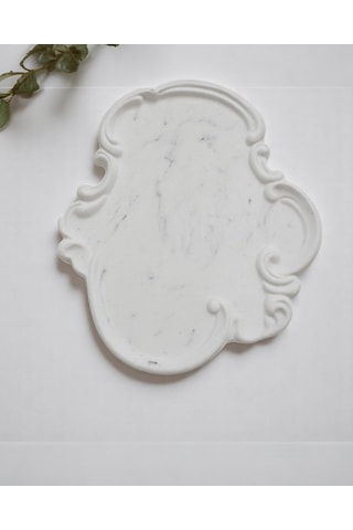 Taş Tozu El Yapımı Nişanlık Sunumluk Ve Mumluk Tepsi Şık Dekoratif Tasarım 30x23 Cm - Siyah Siyah