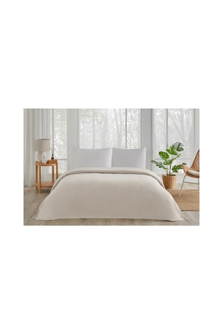 Çift Kişilik Pike Örtü 200x220 Cm Krem