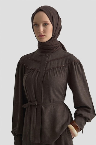 Armine Dantel Şeritli Etekli Takım 25k6134 Acı Kahve Acı Kahverengi