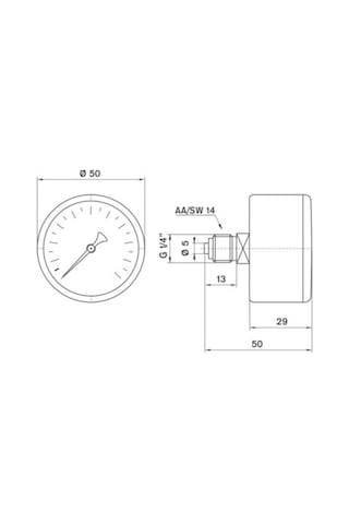 Pakkens 0-160 Bar 50 Mm Arkadan Bağlantılı Kuru Manometre G 1/8 I