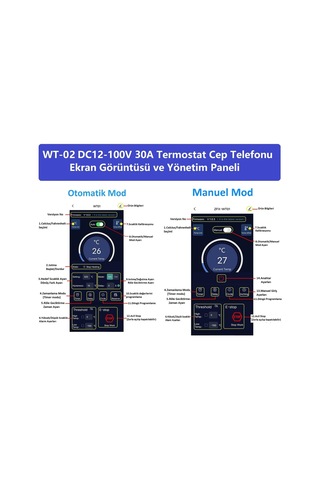 Yate10 Smart Wifi Dc12-100v 30a Güneş Panel Termostat/ Timer