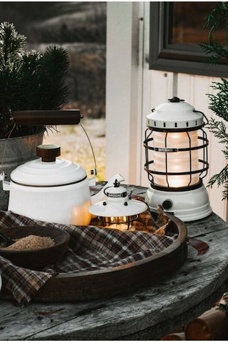 Barebones Forest Lantern Vintage, Şarjlı Dekoratif Fener, Beyaz