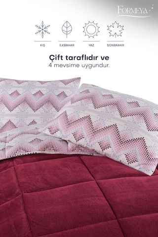 Formeya Bordo Çift Kişilik Wellsoft Yorgan Yastık Kılıflı