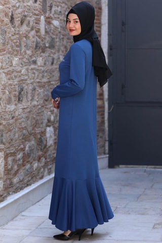 Azra Tesettür Elbise Mavi Mavi