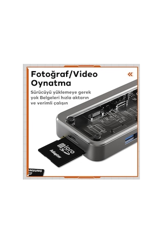 100w Turbo 8in1 Type-c Hdmı Ethernet Usb Sd Kart Okuyucu Usb Çevirici Adaptör iPad Apple Uyumlu MacBook Tablet