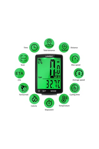 Lıxada Bisiklet Bilgisayarı 2,8 İnç Ekran Modeli: Ya100-a Beyaz Kabuk Yeşil Işık Beyaz
