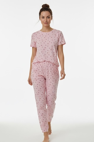 Kompedan Kadın Bisiklet Yaka Yumuşak Dokulu Çiçek Desenli Kısa Kol Pijama Takım Pembe 70132-267