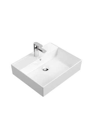 Aqua Bagno Plan Seramik Tezgah Üstü Kare Çanak Lavabo 55 x 45 CM