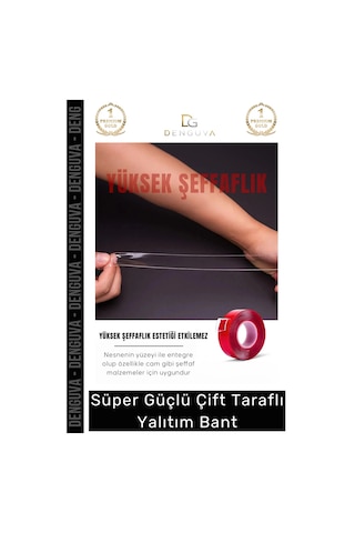 Ekstra Güçlü Çok Amaçlı Çift Taraflı Tamir Dış Mekan Montaj 5mt Silikon Şeffaf Bant 2 Adet
