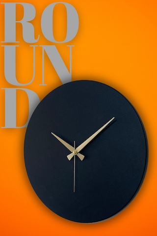 Round Model Modern Metal Sıvama Akar Sessiz Mekanizmalı Duvar Saati 40 40 Cm Siyah