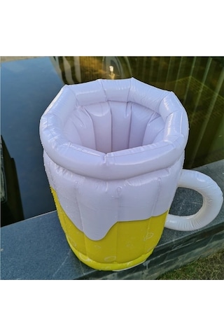 Ulzyvf Şişme Buz Kovası Pvc Bira İçecek Soğuk Kupalar Beyaz Sarı Beyaz - Sarı