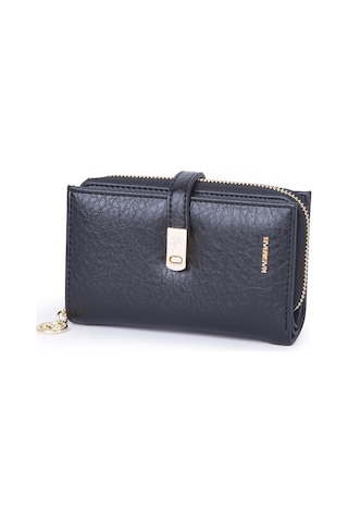 Nas Bag Kadın Orta Boy Kartlık Kağıt Para Ve Bozuk Para Tasarımına Sahip Siyah Victoria 16x9 Cm